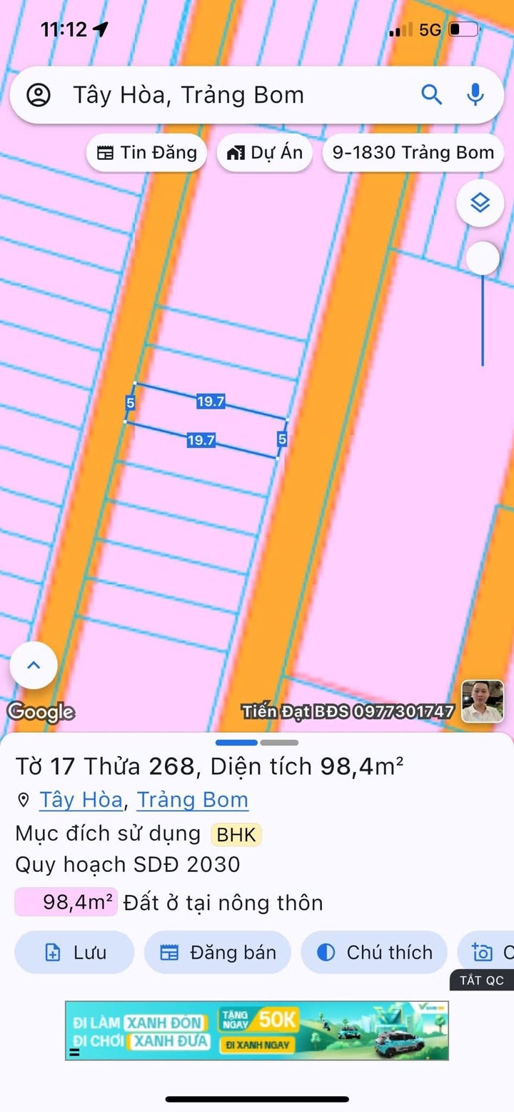 Đất nền Tây Hoà Trảng Bom 98m² giá 500 triệu - Sổ đỏ sang tên trong ngày!