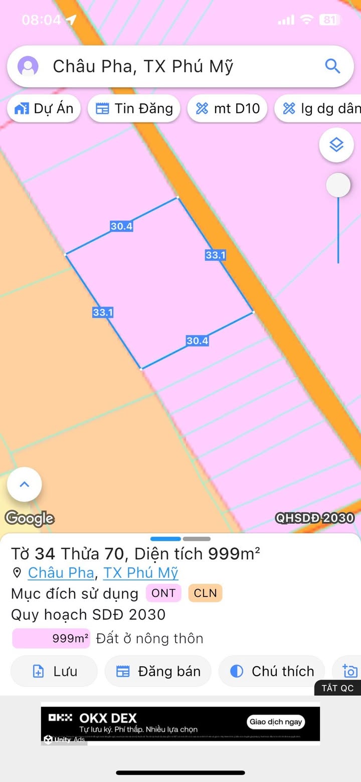 Đất nền Châu Pha, Phú Mỹ 3600m² giá 4.4 tỷ - Cơ hội đầu tư tuyệt vời!