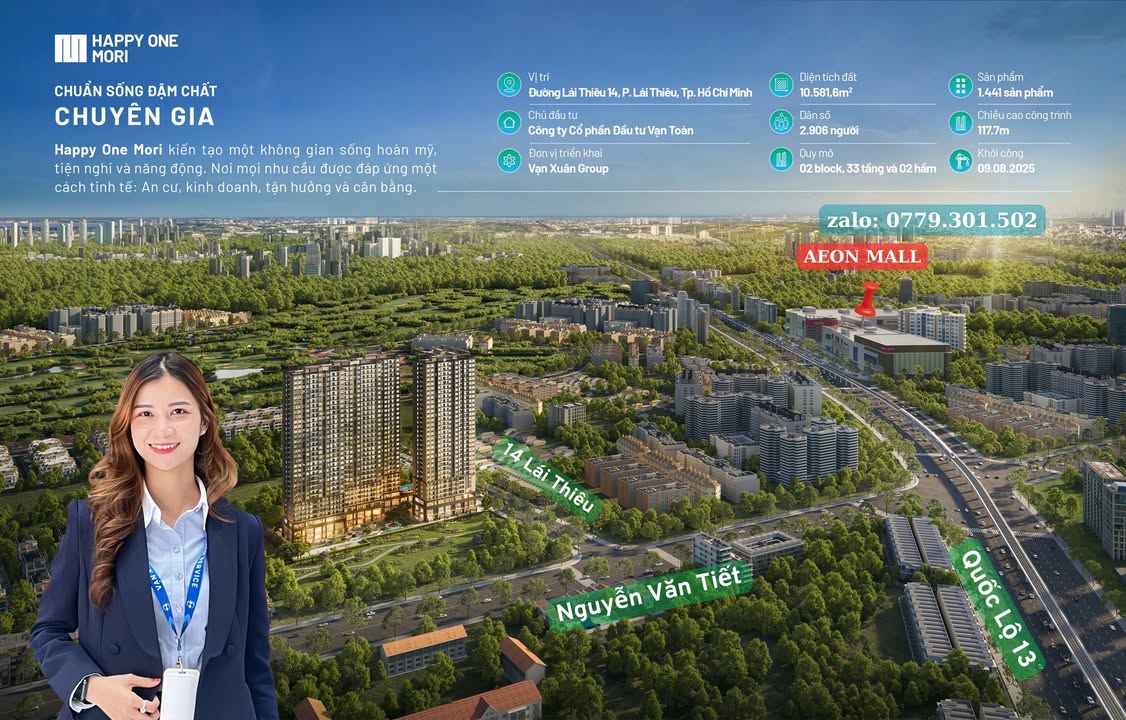 Căn hộ Happy One Mori Lái Thiêu 52m² giá 2.031 tỷ - View sân golf tuyệt đẹp!