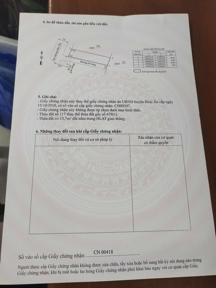 Đất nền lô góc 2 mặt tiền đường Đào Tấn, Tăng Bạt Hổ, Hoài Ân, 159m² - Cơ hội đầu tư sinh lời!