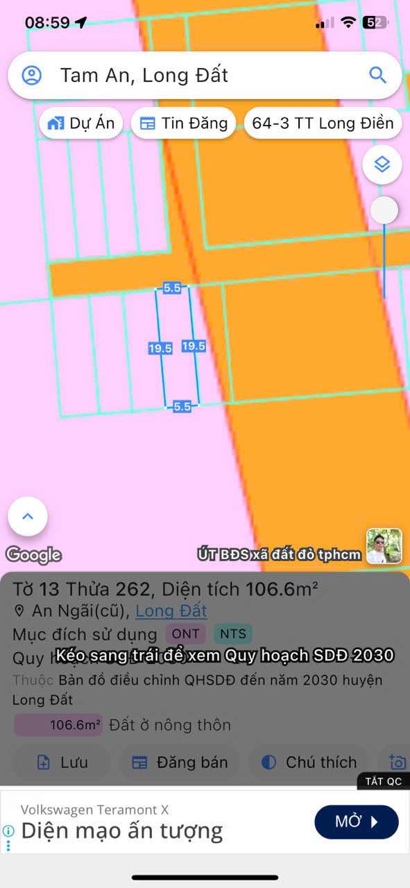 Đất An Ngãi Long Điền 106.6m² giá 920 triệu - Mặt tiền đường nhựa!