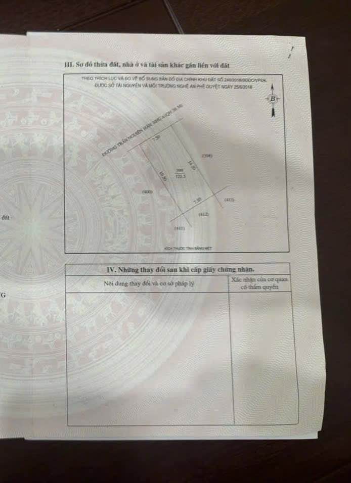 Đất mặt đường Trần Nguyên Hãn, TP Vinh 121,5m² giá 9 tỷ - Tiềm năng sinh lời cao!