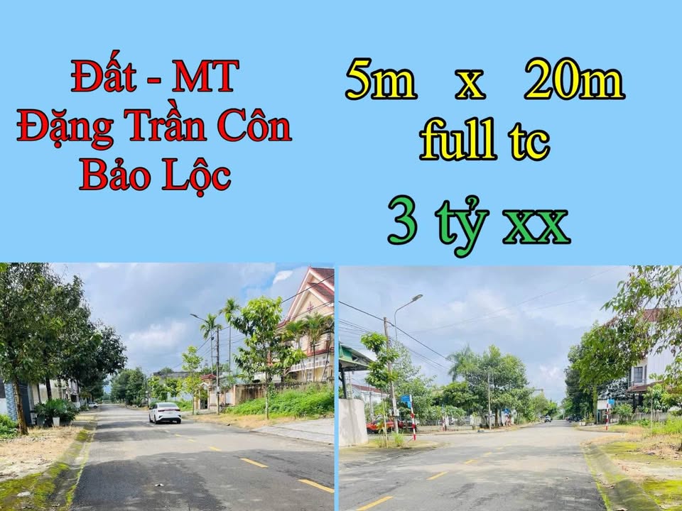 Đất mặt tiền Đặng Trần Côn, Bảo Lộc 100m² giá chỉ 3 tỷ - Đường lớn thông tứ hướng!