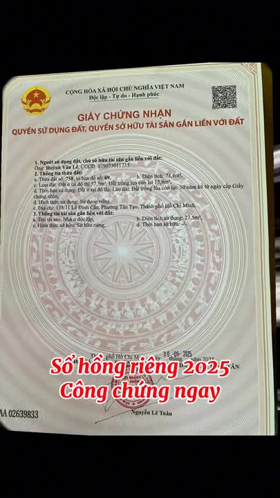 Đất nền 133/11 đường Lê Đình Cẩn, Tân Tạo, 74m² giá 4.95 tỷ - Cơ hội đầu tư tuyệt vời!