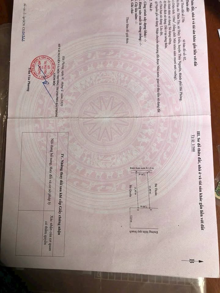 Đất nền 150m² tại Thủy Nguyên - Giá chỉ 4.5 tỷ - Kinh doanh thuận lợi!