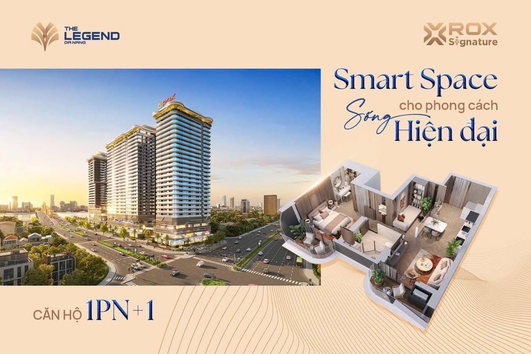 Căn hộ 1PN+1 The Legend Danang 58,4m² - Không gian sống hiện đại bên sông Hàn