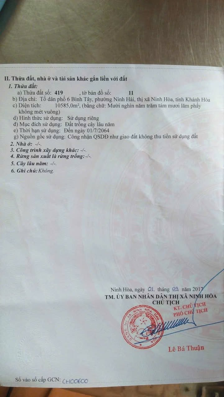 Đất nền 10.500m² tại Phường Đông Ninh Hòa giá 4.2 tỷ - Pháp lý hoàn chỉnh, chính chủ bán gấp!