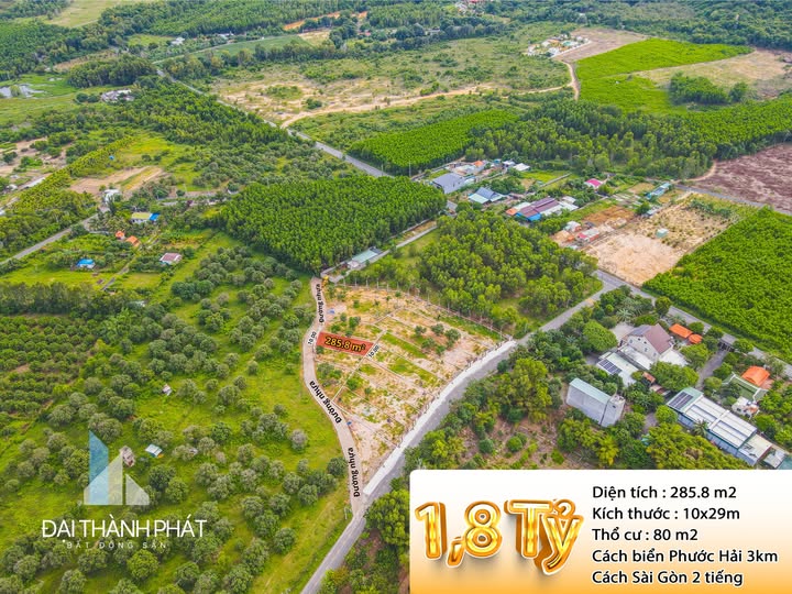 Đất nền nghỉ dưỡng Phước Hải 285m² - View núi Minh Đạm, hồ Sở Bông tuyệt đẹp!