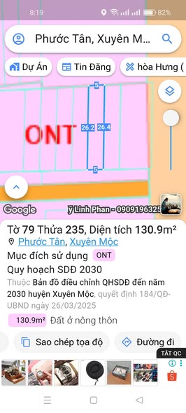 Đất nền Phước Tân, Xuyên Mộc 130m² giá 850 triệu - Mặt tiền đường nhựa, sổ đỏ chính chủ!