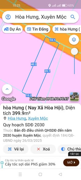 Đất nền Xã Hòa Hội - Xuyên Mộc 390m² giá 1.35 tỷ - Đầu tư sinh lời nhanh!