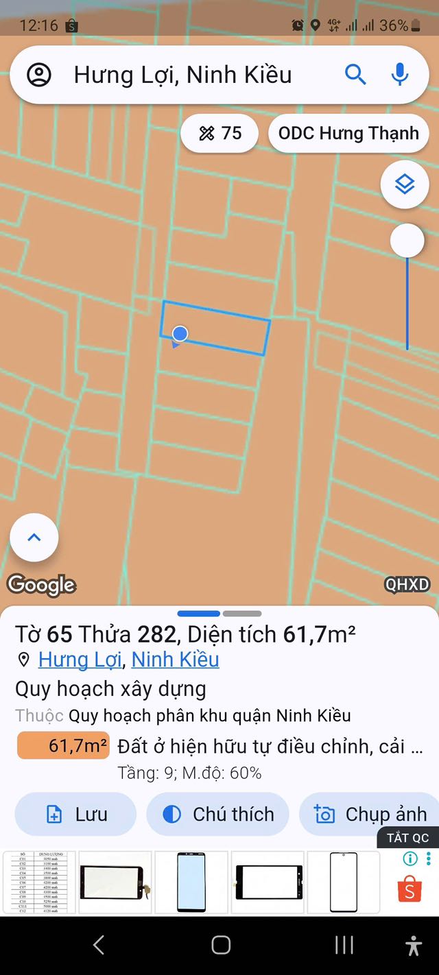 Đất nền Hưng Lợi, Ninh Kiều 60.88m² giá 830 triệu - Cơ hội đầu tư sinh lời!