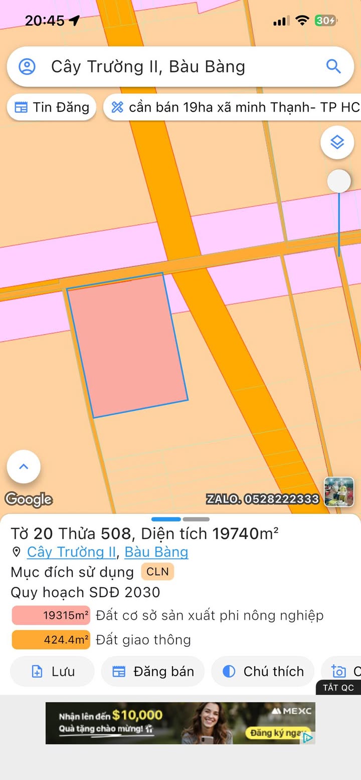 Đất quy hoạch SKC Cây Trường II Bàu Bàng 19.740m² - Đầu tư sinh lời!