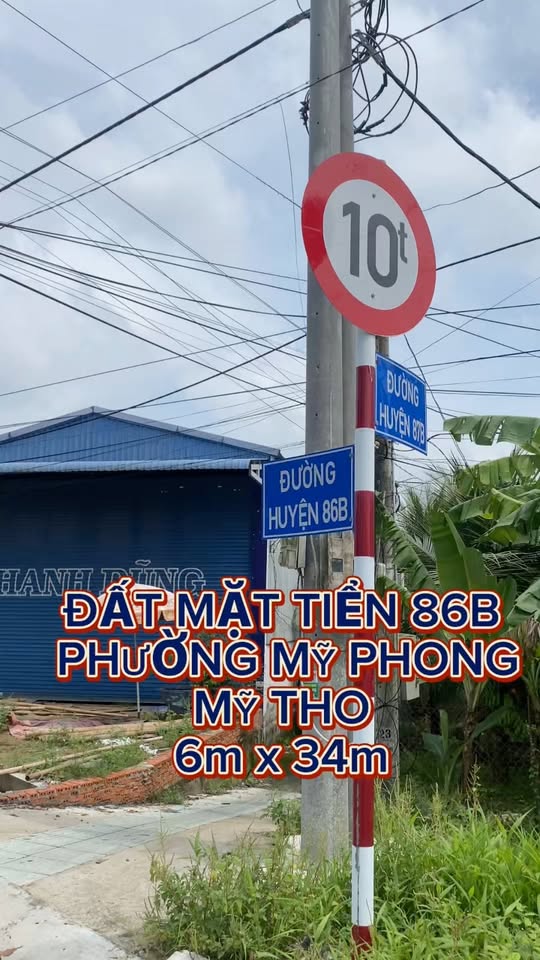 Đất mặt tiền đường 86B Tân Mỹ Chánh, Mỹ Tho 204m² giá 1.38 tỷ - Cơ hội đầu tư hấp dẫn!