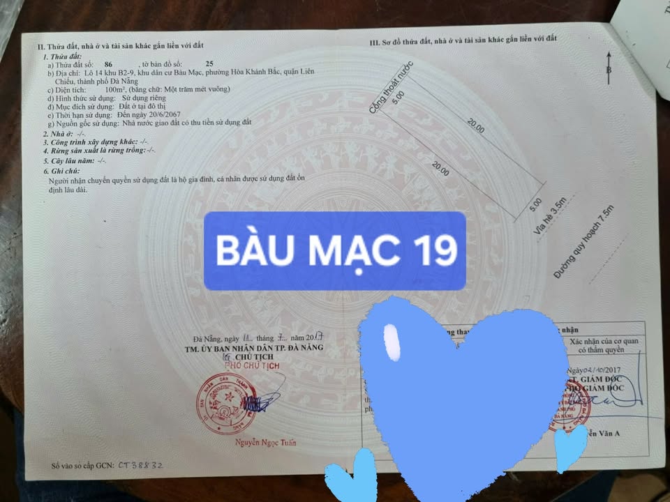 Đất nền Bàu Mạc 19, quận Liên Chiểu, Đà Nẵng 100m² giá 4 tỷ - Đầu tư sinh lời ngay!