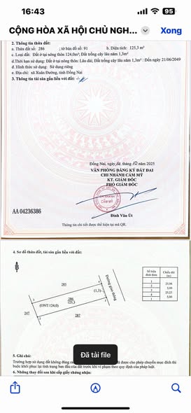 Đất thổ cư xã Cẩm Đường, Long Thành 125m² giá 1.1 tỷ - Cơ hội đầu tư tuyệt vời!