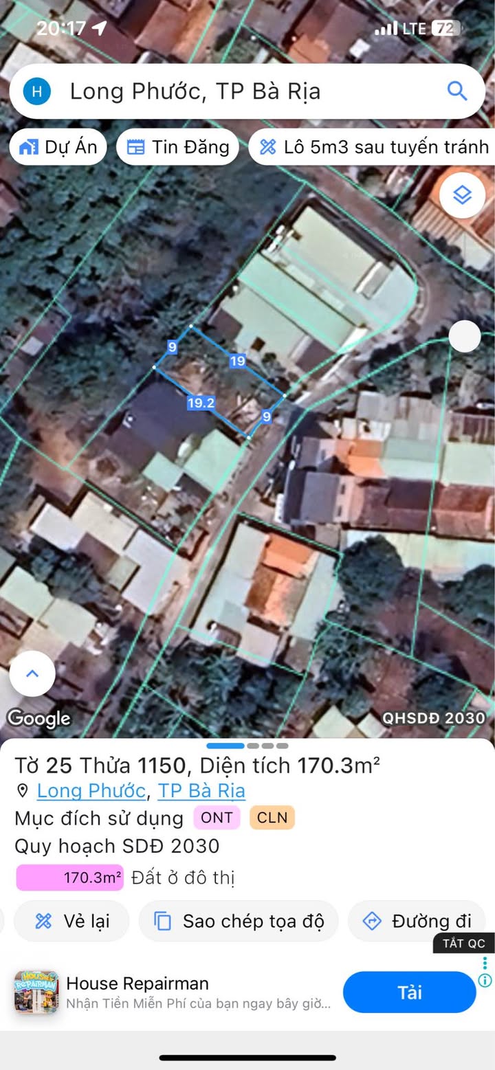 Đất nền Long Phước - Bà Rịa 170m² giá chỉ 1.57 tỷ - Cơ hội đầu tư tuyệt vời!