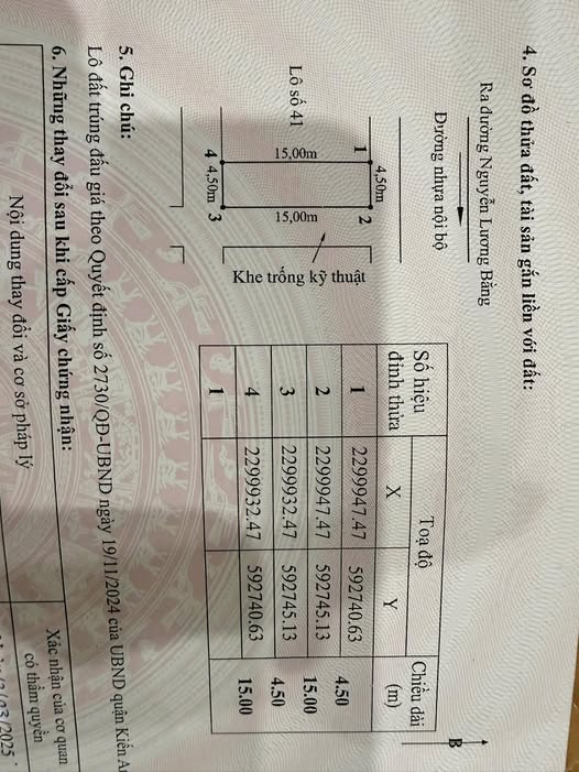 Lô đất đấu giá Văn Đẩu, Kiến An, Hải Phòng 67.5m² giá 3 tỷ - Đối diện nhà ở xã hội!