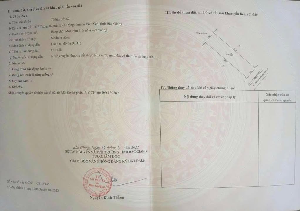 Đất nền Bích Động, Việt Yên 105m² - Gần chợ, trường học thuận tiện đi lại