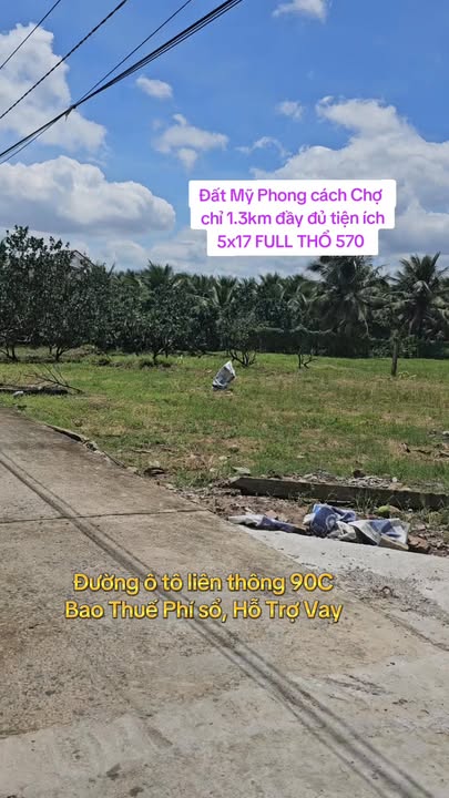 Đất nền Mỹ Phong, Mỹ Tho 85m² giá 570 triệu - Pháp lý rõ ràng, sổ đỏ chính chủ!