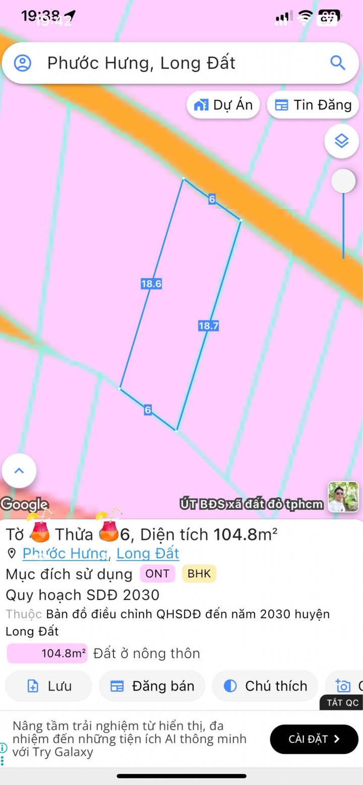 Đất mặt tiền đường bê tông Phước Hưng, Long Điền 104.8m² giá 1.5 tỷ - Đầu tư sinh lời ngay!