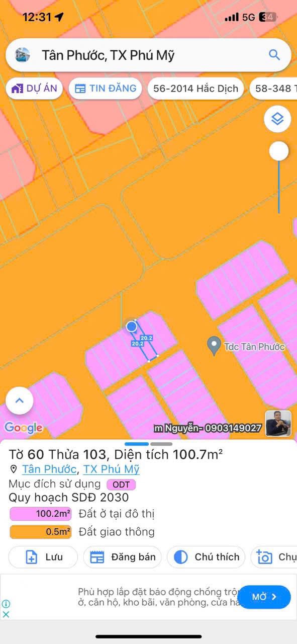 Đất nền mặt tiền đường A, Tân Phước, Phú Mỹ 100,7m² giá 2,5 tỷ - Tiềm năng kinh doanh vượt trội!