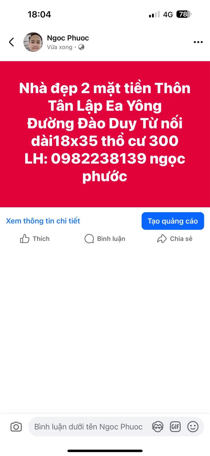 Nhà đẹp 2 mặt tiền Thôn Tân Lập, Ea Yông, 630m² - Sẵn sàng vào ở!