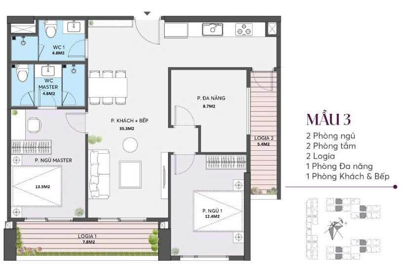 Căn hộ W2 Mễ Trì 99m² giá 7 tỷ - Căn tầng đẹp, không lỗi