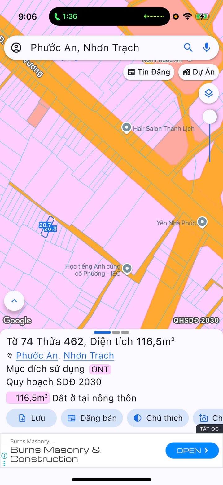 Lô đất 105m² Đường Hùng Vương, Phước An, Nhơn Trạch - Giá chỉ 1.3 tỷ