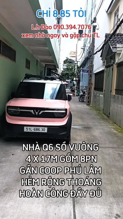 Nhà phố quận 6 68m² giá 8.85 tỷ - Sổ hồng chính chủ, hoàn công đủ!