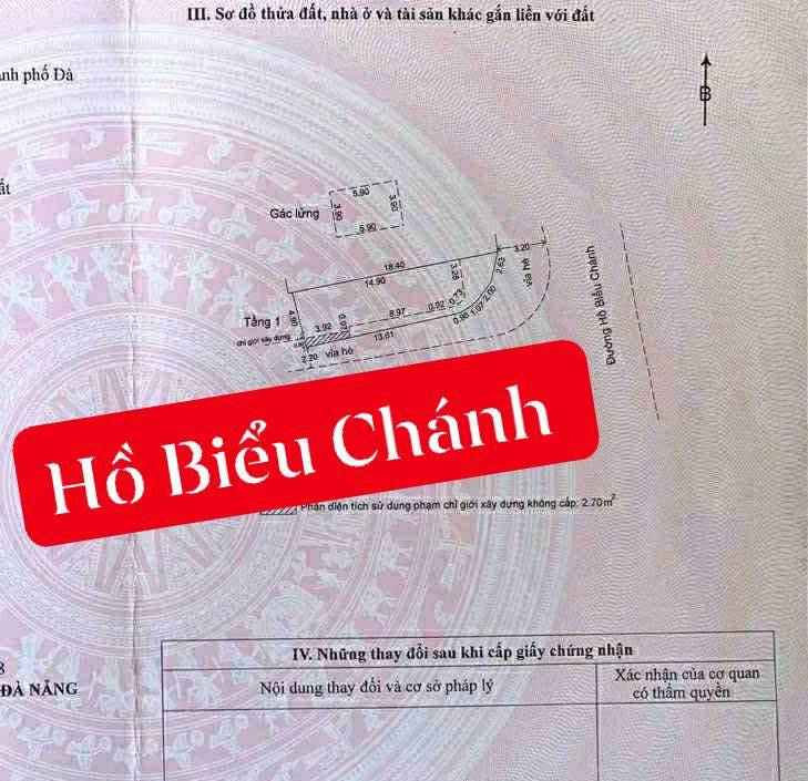 Đất lô góc 2 mặt tiền Đường Hồ Biểu Chánh, Hải Châu 80m² giá 8 tỷ - Phù hợp kinh doanh!