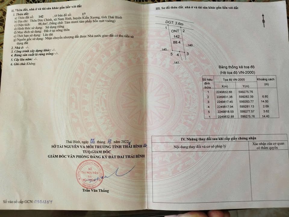 Đất nền Nam Bình Kiến Xương 88,4m² giá 600 triệu - Đầu tư sinh lời ngay!