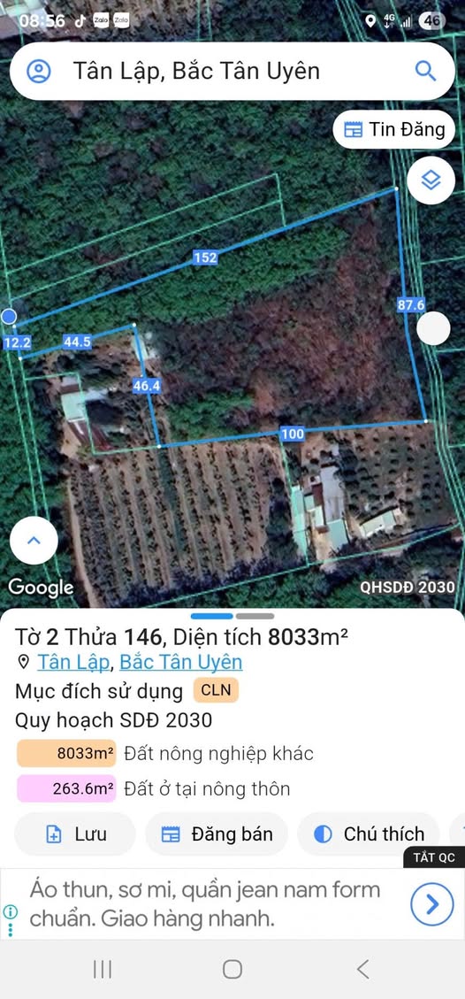 Đất cây lâu năm 8033m² tại Tân Lập, Tân Uyên - Giá chỉ 7 tỷ, thương lượng ngay!