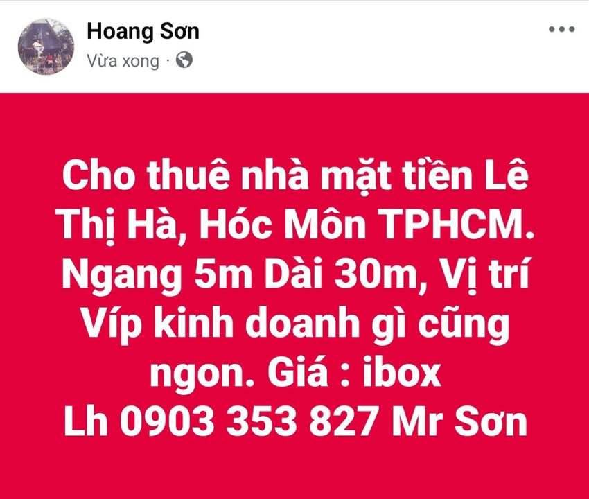 Cho thuê nhà mặt tiền Lê Thị Hà 150m² - Nhà mới đẹp, thuận tiện kinh doanh!
