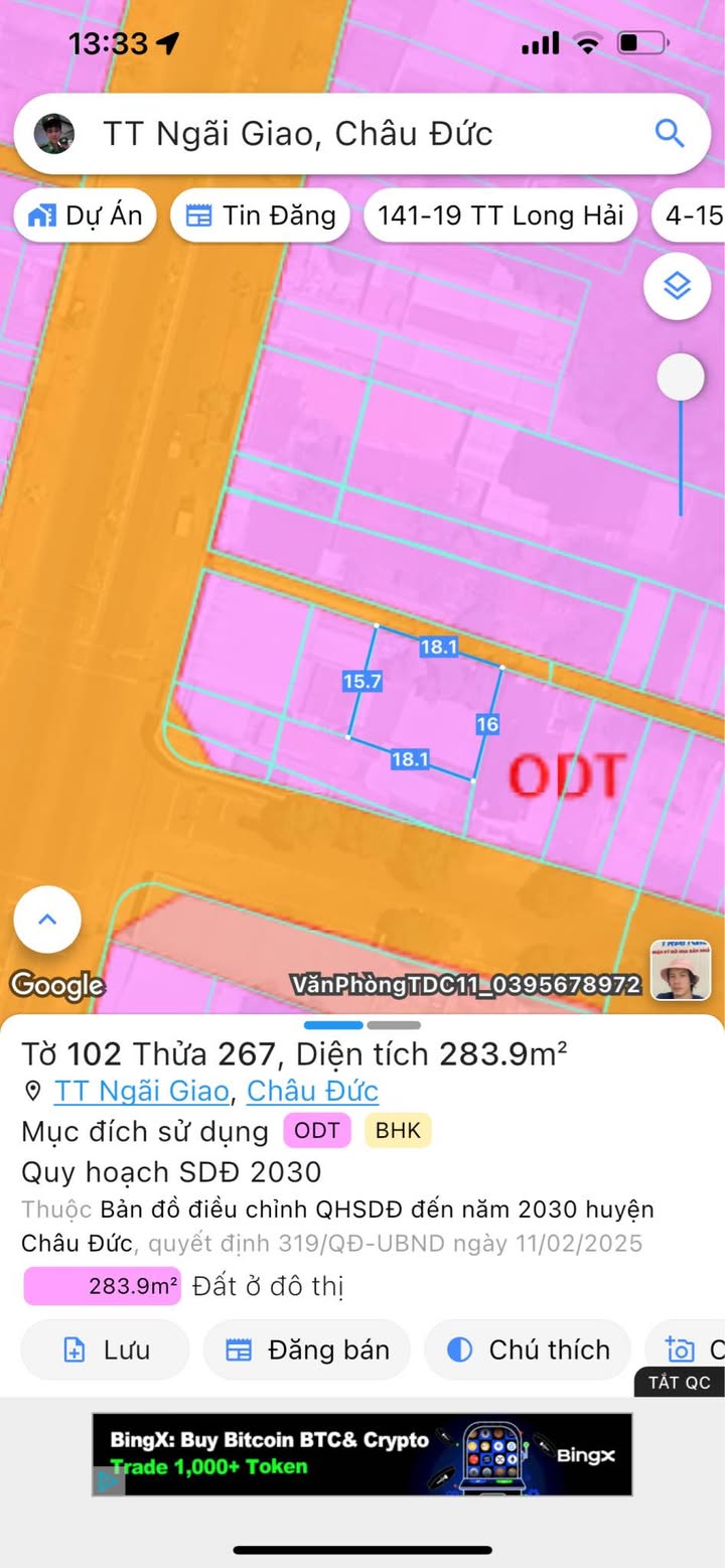 Đất nền Ngãi Giao Châu Đức 288m² giá 2.1 tỷ - Bán gấp, vị trí đắc địa!