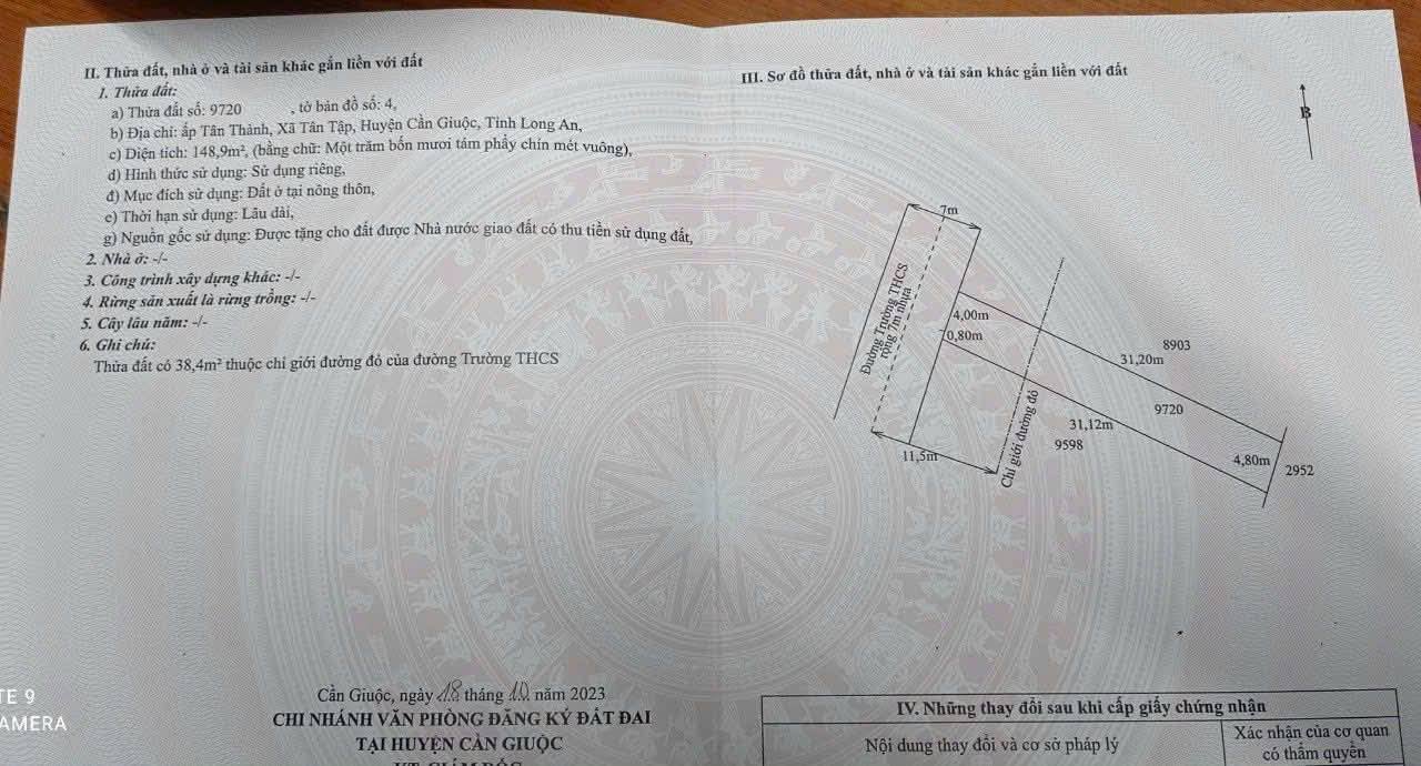 Đất nền ấp Tân Thành, xã Tân Tập, 149m² giá 1.4 tỷ - Đường Trường THCS rộng rãi