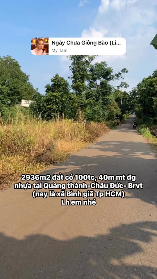 Đất thổ cư 2.936m² tại Bình Giã, Châu Đức - Giá chỉ 3.3 tỷ, sổ hồng chính chủ!