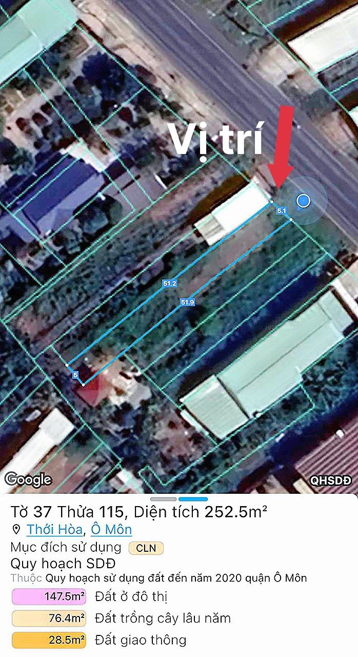 Đất nền Ô Môn Cần Thơ 254m² giá 2.55 tỷ - Vị trí kinh doanh đắc địa!