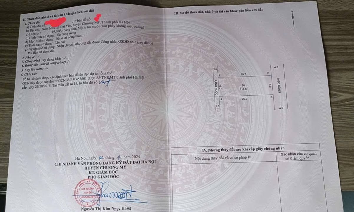 Đất nền 119m² tại đường Tỉnh Lộ 419, xã Đại Yên - Sẵn sàng đầu tư chỉ 6 tỷ!