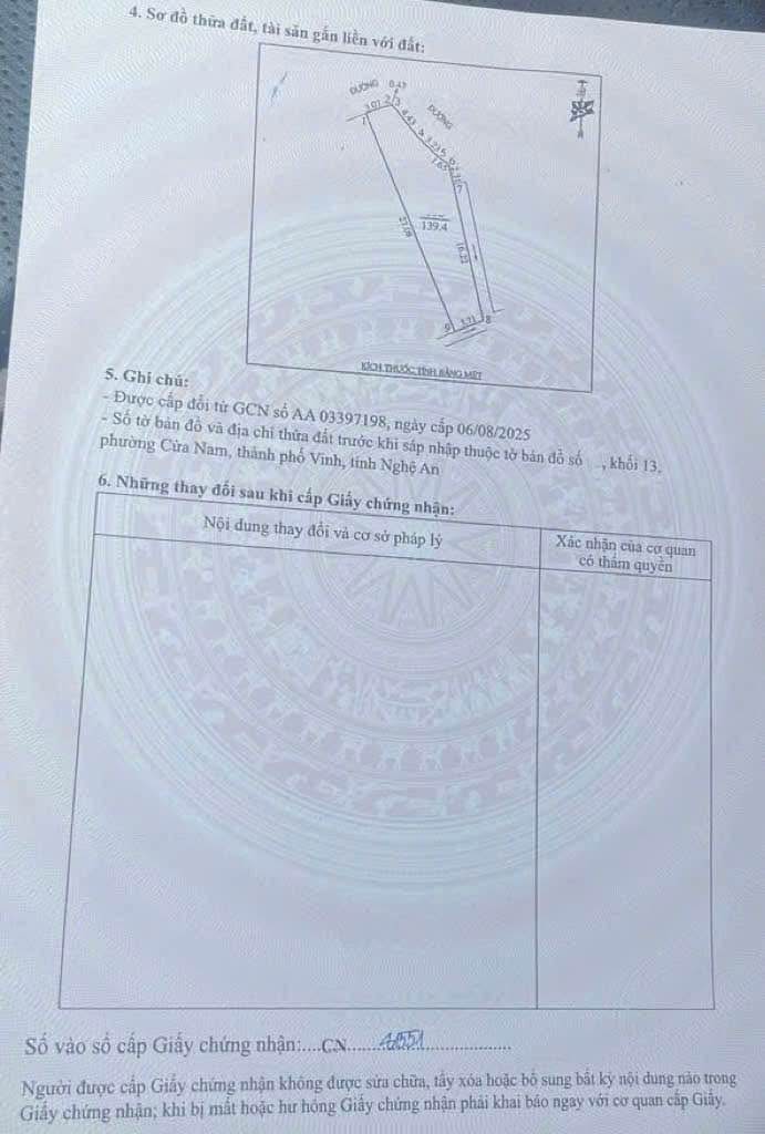 Đất lô góc 139.4m² tại phường Cửa Nam, TP. Vinh - giá chỉ 2.05 tỷ VND!