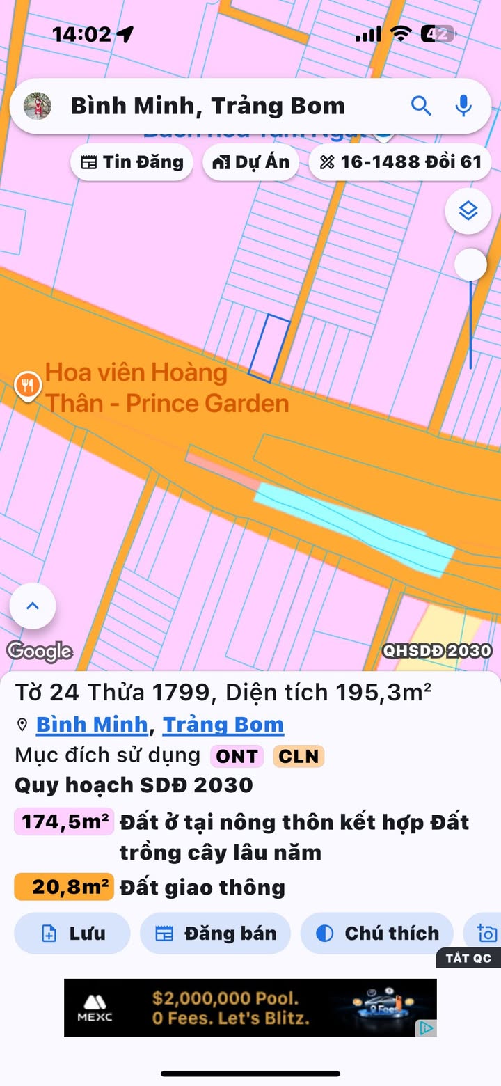 Đất thổ cư 100% mặt tiền 9x25m tại Bình Minh, giá tốt - Đầu tư sinh lời!
