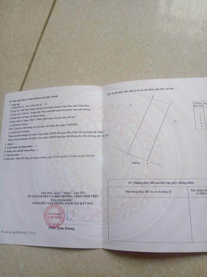 Đất nền tại Đại Đình - Tam Đảo 145,5m² giá chỉ 1 tỷ - Chính chủ bán gấp!