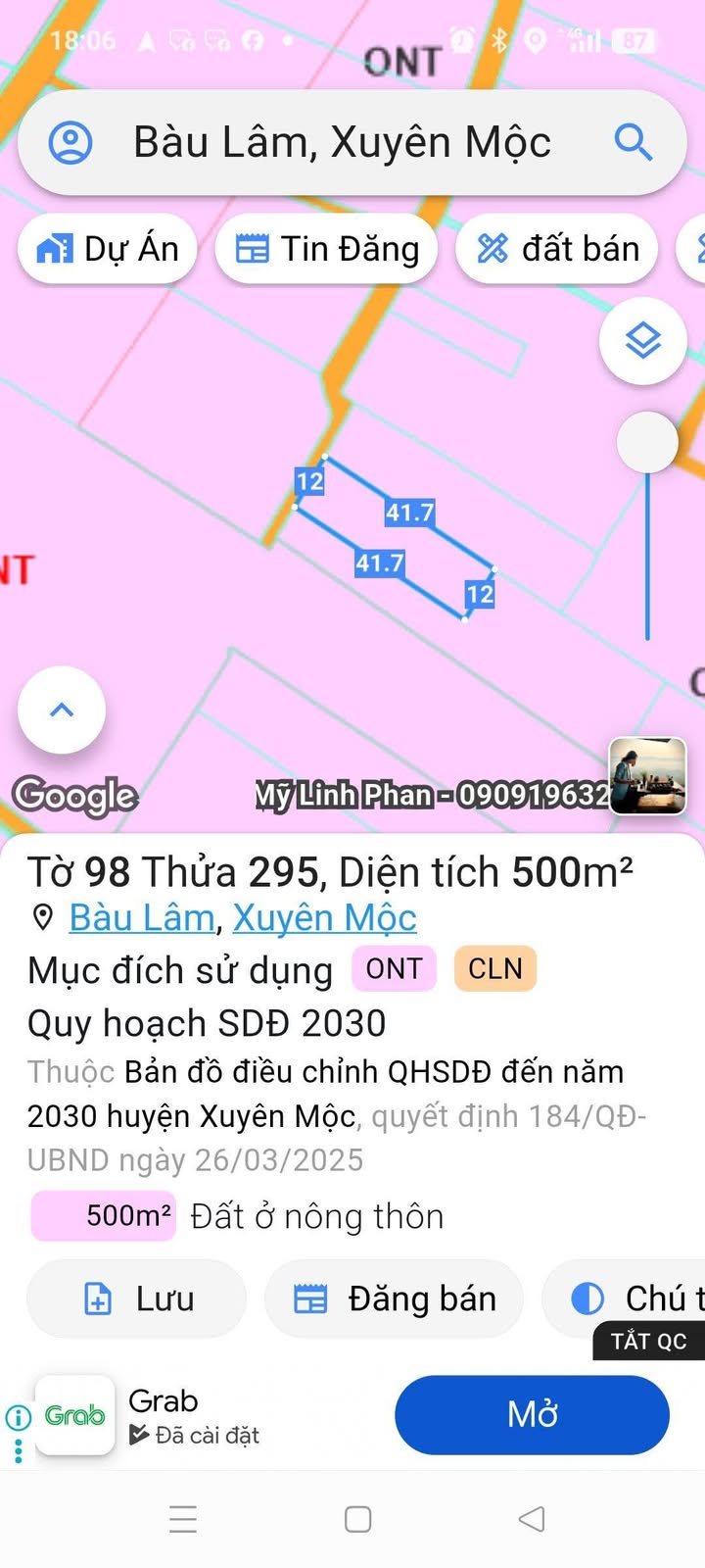 Đất nền Bàu Lâm, Xuyên Mộc, 492m² giá 720 triệu - Khu vực yên tĩnh lý tưởng!