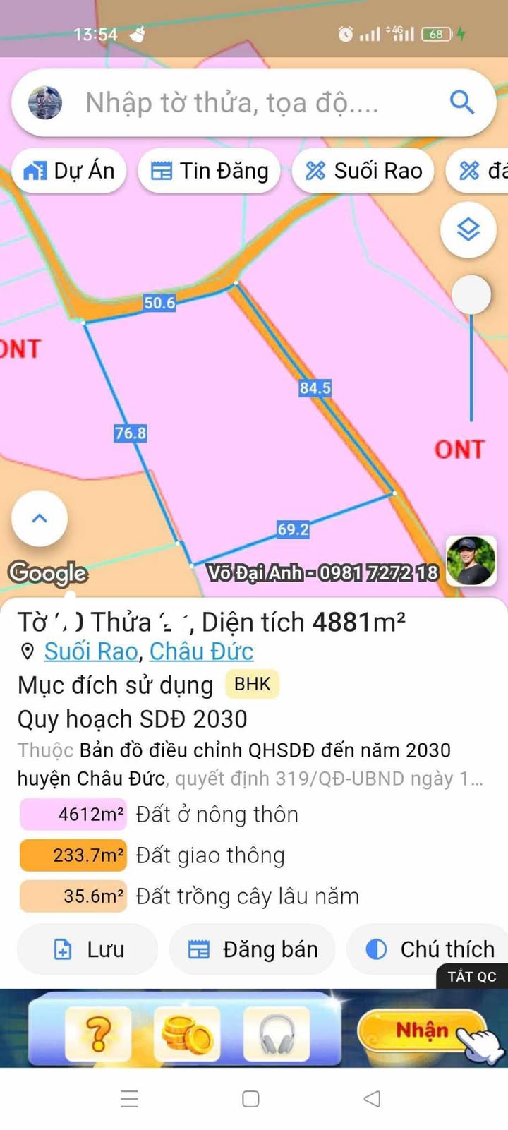 Đất nền Suối Rao 44000m² giá 5.2 tỷ - Đầu tư tiềm năng tại Bà Rịa - Vũng Tàu!