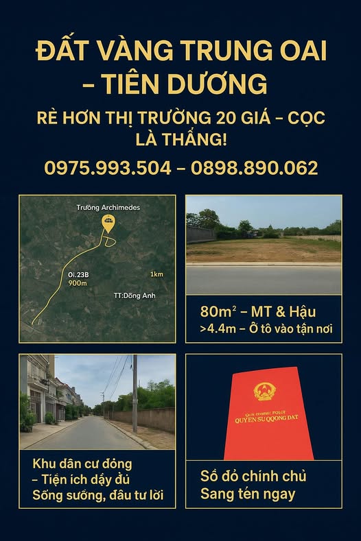 Đất nền Tiên Dương Đông Anh 80m² giá 5.6 tỷ - Vị trí đắc địa, tiềm năng tăng giá