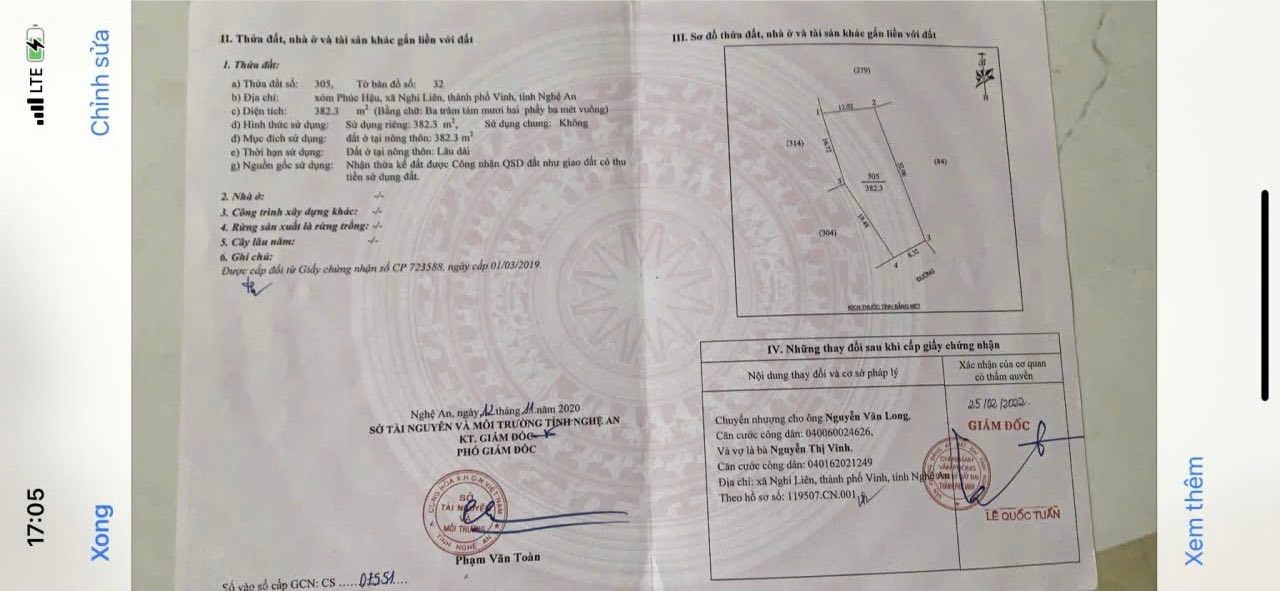 Đất Nền Phúc Hậu, Nghi Liên 382m² giá chỉ 10 triệu/m² - Đầu tư sinh lời ngay!