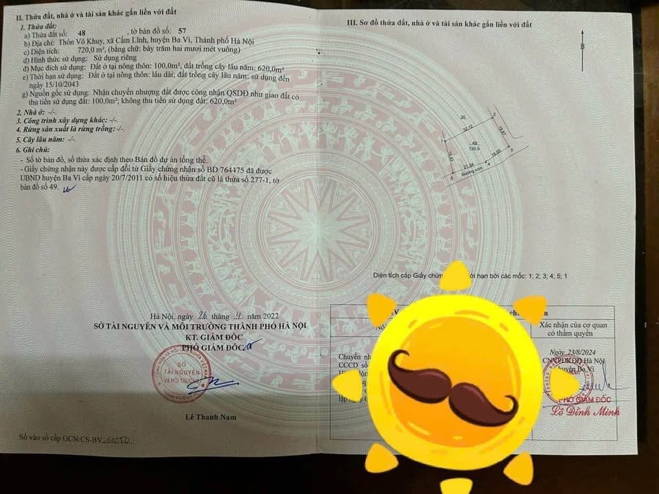 Đất nền lô góc Cẩm Lĩnh, Ba Vì 720m² giá 2.16 tỷ - Cơ hội đầu tư hiếm có!