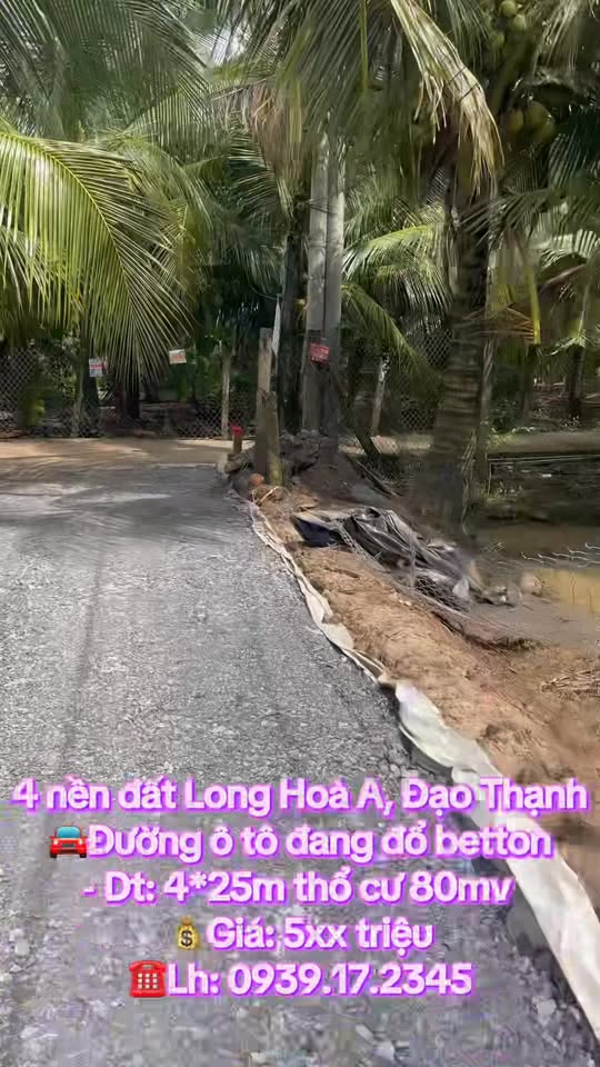 Đất nền đẹp tại Long Hòa A, Đạo Thạnh, Mỹ Tho 100m² chỉ 500 triệu - Sổ hồng chính chủ!