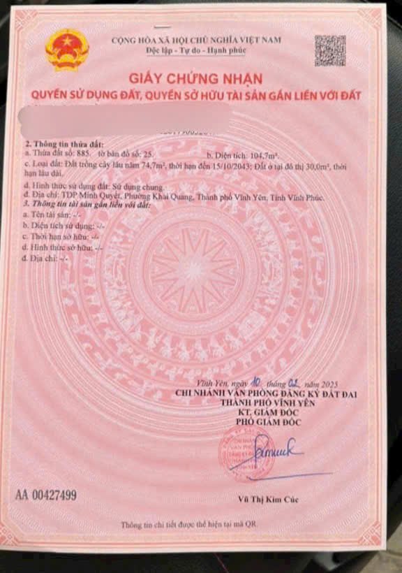 Đất nền TDP Minh Quyết, Khai Quang 76m² giá 1.7 tỷ - Sổ hồng chính chủ, tiện ích đầy đủ!