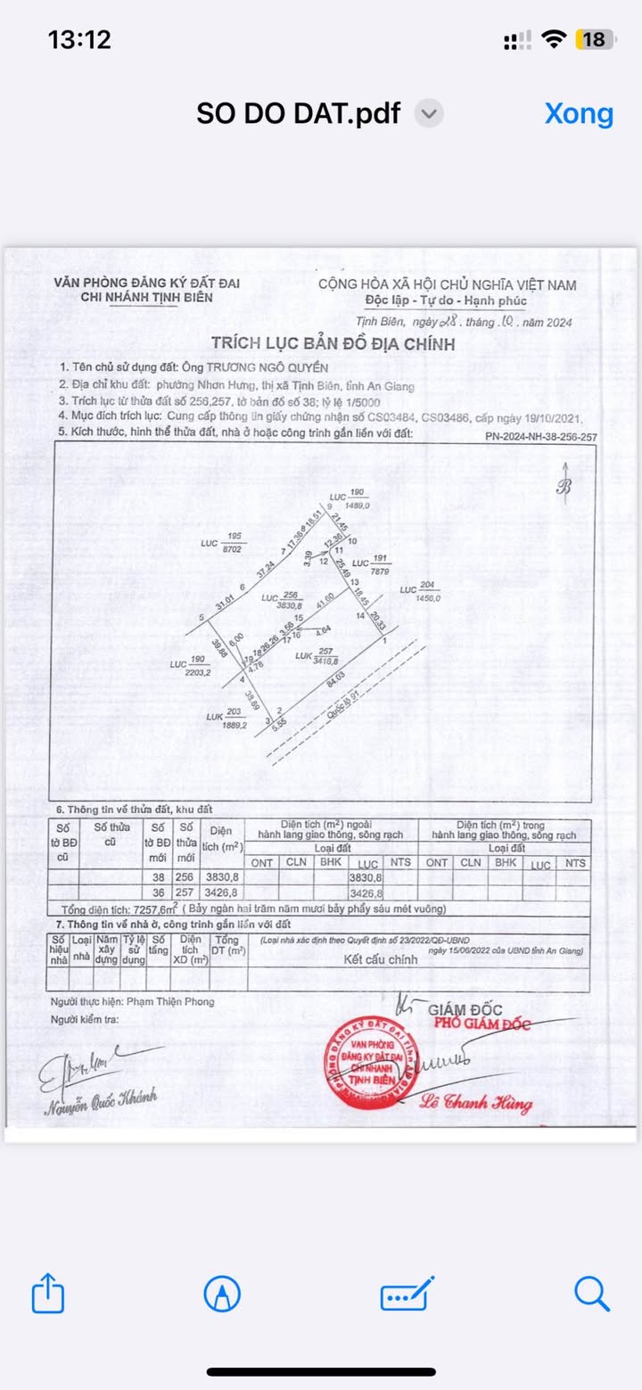 Đất lúa chính chủ tại Nhơn Hưng, Tịnh Biên 7200m² giá 6.2 tỷ - Mặt tiền Quốc Lộ thuận tiện giao thông!
