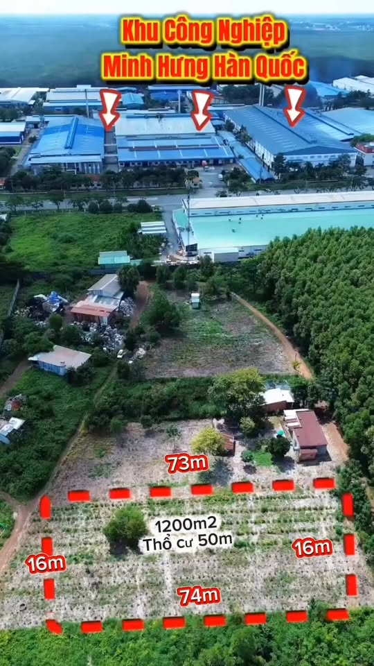 Đất nền Chơn Thành 1200m² giá 1.35 tỷ - Đầu tư lý tưởng ngay KCN Minh Hưng!